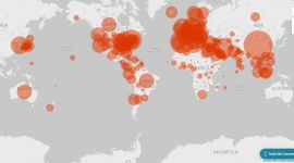 Mapa do COVID-19 no mundo em tempo real.